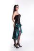 SiaLinda: Rock Vanessa, petrol - türkis grün, Satin, Lilien Applikation, asymmetrisch, geschlitzt